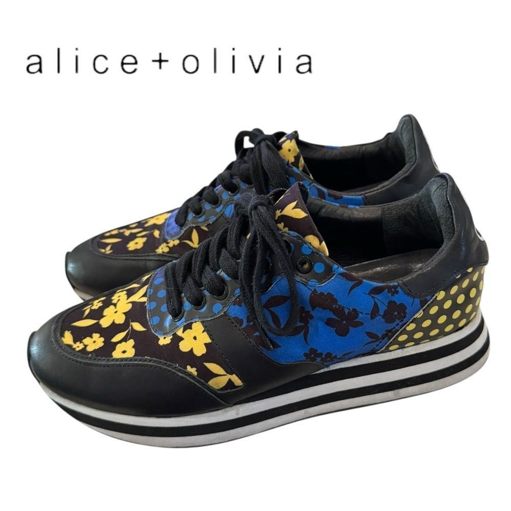Alice + Olivia Women’s Magman Leather Floral Platform Sneakers 8 38